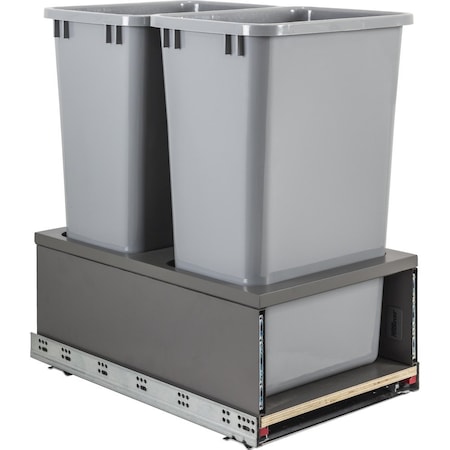 Hardware Resources Double 50 Quart Metal Drawer Box Soft-close Trashcan Pullout CAN-MDB5-D50G